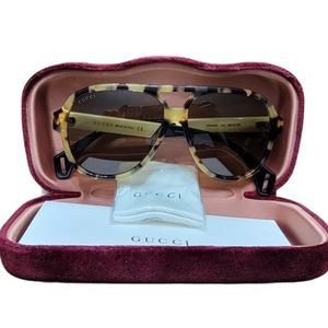 Gucci Brown Aviator Men's Sunglasses